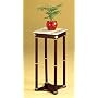 Cherry Finish Wood Square Style Plant Stand with Marble Table Top