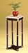 Cherry Finish Wood Square Style Plant Stand with Marble Table Top