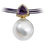 14K Yellow or White Gold Paspaley South Sea Cultured Pearl and Amethyst Pendant - Various Sizes