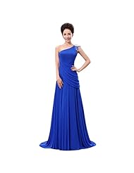 Pleated One Shoulder Evening Dress/Wedding Party Dress  with a Brush/Sweep Train 