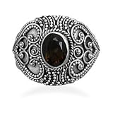Sterling Silver Bali Style Smoky Quartz Ring - Size 6-9