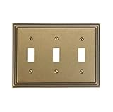 Amerelle 84TTTRB Steps Cast Metal Triple Toggle Wallplate, Rustic Brass