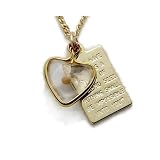 Heart Mustard Seed Pendant 14k Gold Plate Large 18 Gold Plate Chain