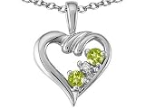 0.22 cts Genuine Heart Shaped Peridot Pendant - 14kt White or Yellow Gold