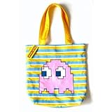Pac-man Yellow Blue Striped Pink Ghost Tote Bag Purse