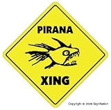 PIRANA CROSSING - Sign - new caution xing fish gift