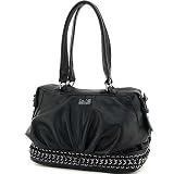 Designer Kate Hill chain braided accented shoulder Handbag Black