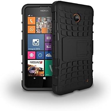 Nokia lumia 630/635 Case, LOTOO(TM) Heavy Duty Series Tough Rugged Dual Layer Protection Case Cover with Build in Stand for Nokia lumia 630/635,with Screen Protector, Stylus and Cleaning Cloth Black