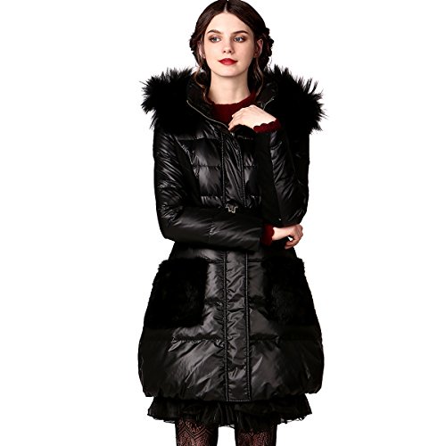 （アートカー）Artka オリジナルデザイン レディーズラクーンファー付き細身ダウンコート YK11949D