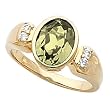 14K Yellow Gold Lemon Quartz and Diamond Ring