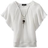 Amy Byer Girls 7-16 Dolman Shirt With Feather Necklace