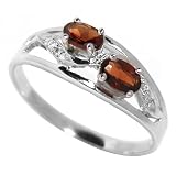 0.80ct Genuine Natural Garnet and Diamond 9k White Gold Ring