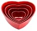 Zak Designs 4-Piece Heart-Shaped Serving Bowl Set, Red