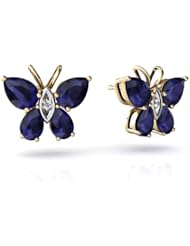Genuine Sapphire 14kt Yellow Gold Butterfly Earrings