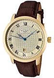 ROTARY Watches:Men's Champagne Textured Dial Brown Leather