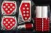 Red Chrome Car Race Pedals Shift Knob Exhaust Tip Combo Image