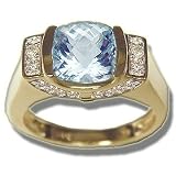.32 CT 8MM CHECKERCUT AQUA DIAMOND FRAMED LADIES RING