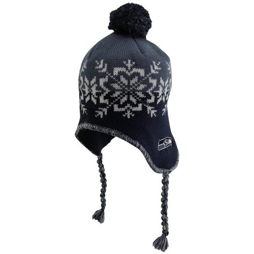 Reebok Seattle Seahawks Ladies Navy Blue-Light Blue Snowflake Tassel Knit Beanie