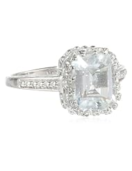 Sterling Silver and White Topaz Emerald-Cut Ring