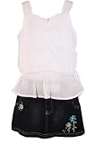 French Toast Spring/Summer Toddler Girls 2 pc. White Top Embroidered Denim Skooter Skirt Set