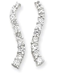 925 Sterling Silver Swirl White CZ Journey Earrings
