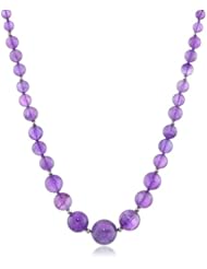 Graduated Round Bead Amethyst with Sterling Silver Beads and Ball Clasp Necklace (6-14mm, 170 cttw), 18"