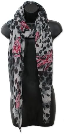 Womens Leopard with Shoes Print Long Scarf Shawl Wrap Fashion- Gray
