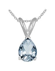 0.55Ct Pear Aquamarine Pendant in Sterling Silver Gold