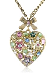 Betsey Johnson "Fairyland" Multi-Charm Heart Pendant Necklace, 29"