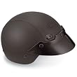 Bell Shorty Black Hide Leather Half Helmet - Size : Medium