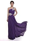 Moonar Chiffon One Shoulder Prom Formal Gown Full Length Party Bridemaid Dress Purple Size 6