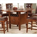 Hudson Dining Counter Top Round Table with Wine Storage in Mocha
