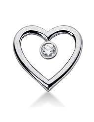 14K Gold Bezel set Diamond Heart Solitaire Pendant (0.40 cttw, F - G Color, SI2 Clarity)