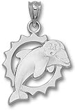 Miami Dolphins Solid Sterling Silver Dolphin Logo 7/8'' Pendant