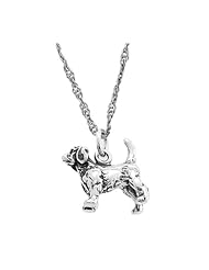 Sterling Silver Beagle Dog Charm with Thin Singapore Chain Necklace