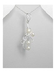 Fresh Water Pearls Pendant Necklace In 92.5 Sterling Silver