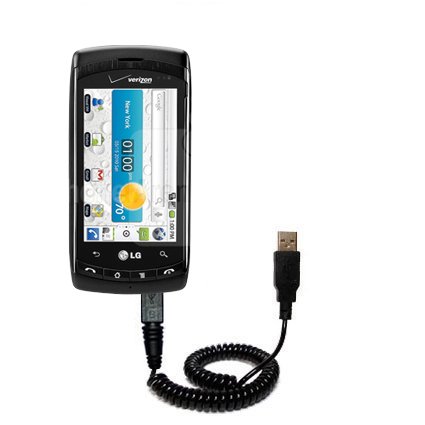 Coiled USB Cable for the LG Ally with Power Hot Sync and Charge capabilities - uses Gomadic TipExchange Technology