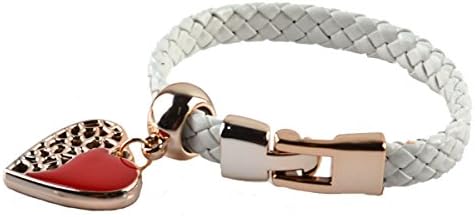 Eastern Bling Fashion Leather Wrap Wristband Cuff Red Love Heart Pendant Bracelet Bangle