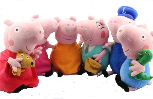 Peppa Pig Family Plush Doll Toys (Includes Peppa, Geroge, Grandpa, Grandma, Mom and Dad Stuffed Toys, Set of 6) By Restassured2