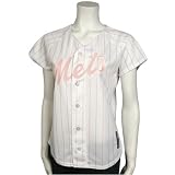 Majestic New York Mets Ladies White Pinstripe Baseball Jersey (Medium)