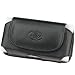 BLACK ROUND FLIP HORIZONTAL LEATHER POUCH WITH BELT CLIP AND BELT LOOP FOR APPLE IPHONE ITOUCH IPHON