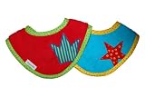 2er Set Jungen/ Baby Sabberlätzchen, Sabberlatz, Dreieckstuch aus Frottee mit huebschen Applikationen und Druckknopfverschluss