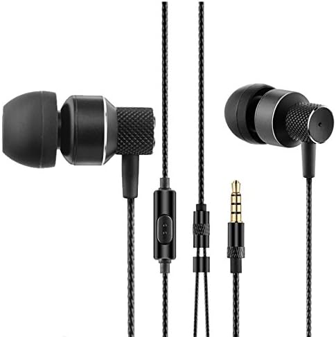 VBASS In-Ear Headphones Noise Isolating Earphones Earbuds with Microphone and In-Line Control 3.9FT-1.2M (Black)