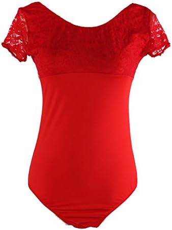 FERE8890 Women's Dancewear Competition Jumpsuits Dancing Gym Suit Latin Ballet Aerobics Dress Red XXL