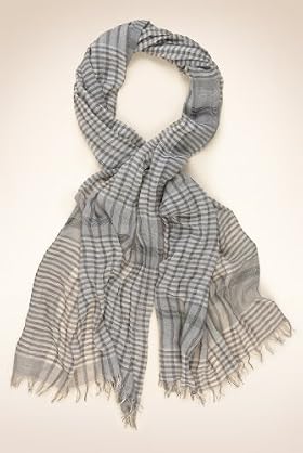 Modal Rich Check Lightweight Scarf with Silk