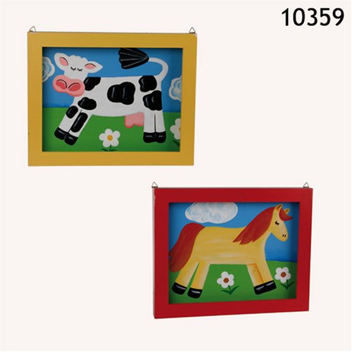 Childrens Toyshop  Toys : Children picture frames "Horse & Cow", red & yellow, set of 2 pcs.