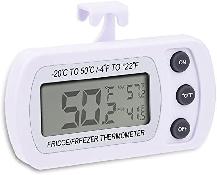 Topunion Digital Refrigerator Thermometer with Hook Fridge/freezer Thermometer Freezer Room Thermometer Easy to Read LCD Display Waterproof Freezer Thermometer