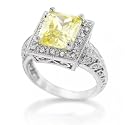 Bling Jewelry Designer Inspired Victorian 3 Carat Yellow Citrine Canary Diamond CZ Classic Engagement Ring