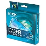 TDK - 5 x DVD+R - 4.7 GB 16x - slim jewel case - storage media