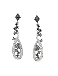14K White Gold 0.73ct Fashion Fondness Black & White Diamond Dangle Earrings